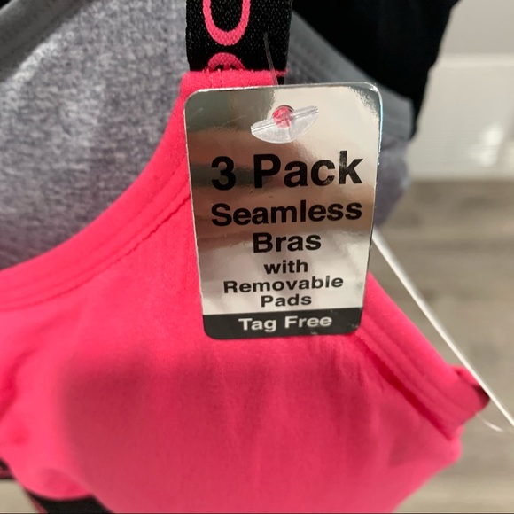NWT Bebe 3Pack Seamless Sports Bras Pink Black - Picture 2 of 5